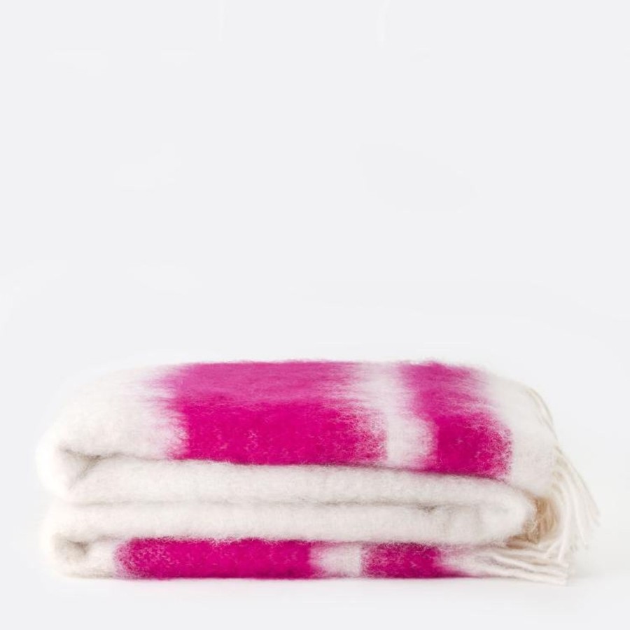 Mercules Manta De Mohair Blanco Y Fucsia Wholesale